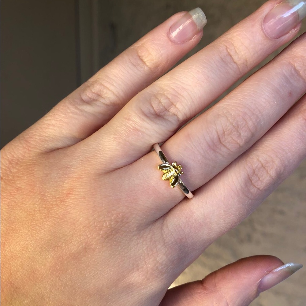 🐝 Two Tone Silver Yellow Gold Bee Ring 🐝 - Picture 6 of 7